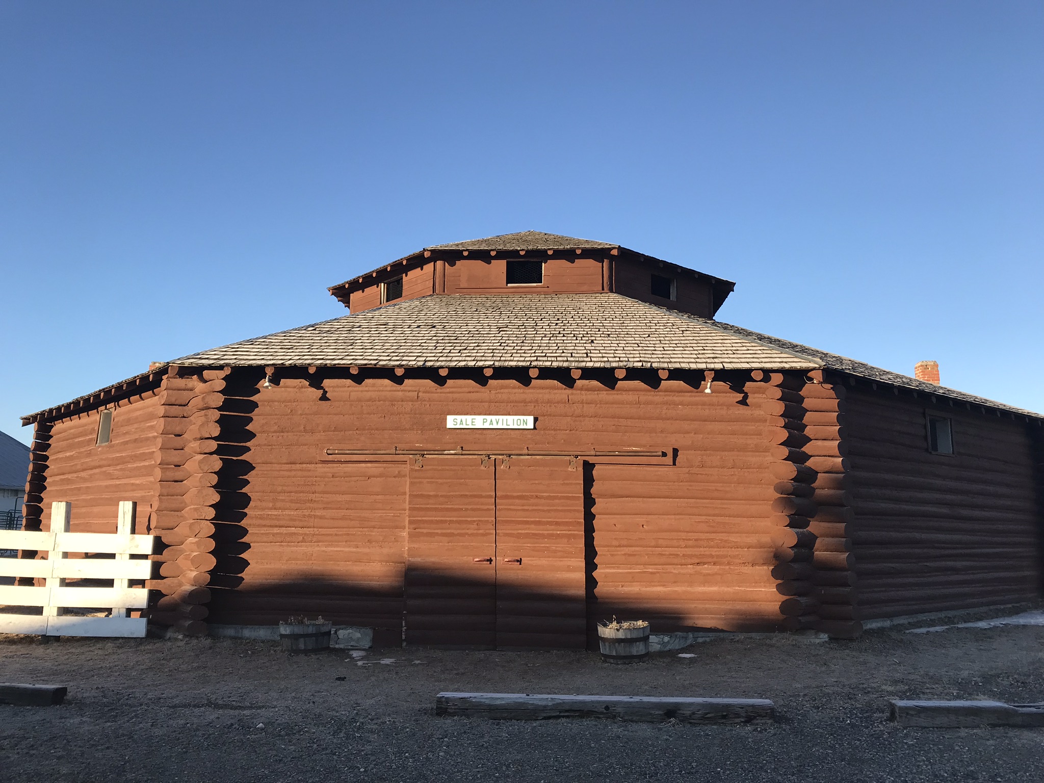 Historic log Sale Pavilion, Park County Fairgrounds, Livingston, MT
